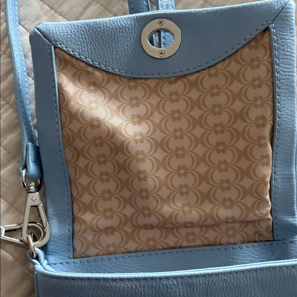 Light Blue Leather Crossbody Bag - Picture 2 of 3